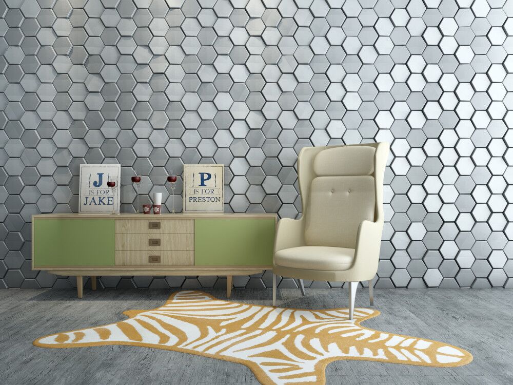 Pu Leather Golden Indoor 3D Mosaic Tile