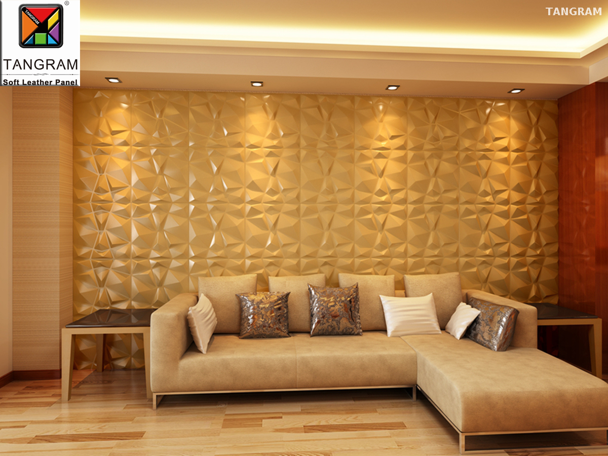 Woven Fabric Blue Leather Wall Panel